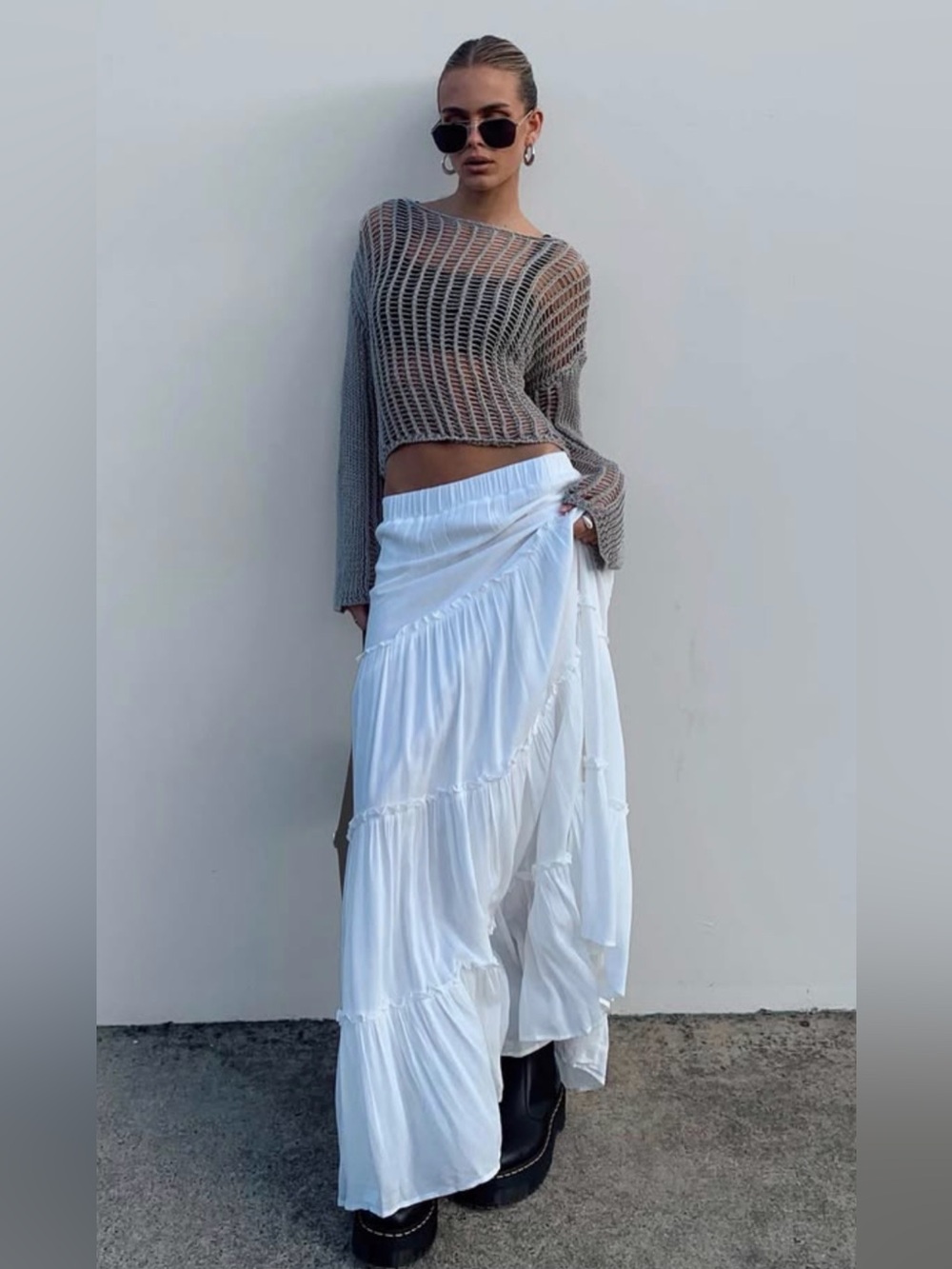 PRINCESS POLLY Miriah Maxi Skirt White